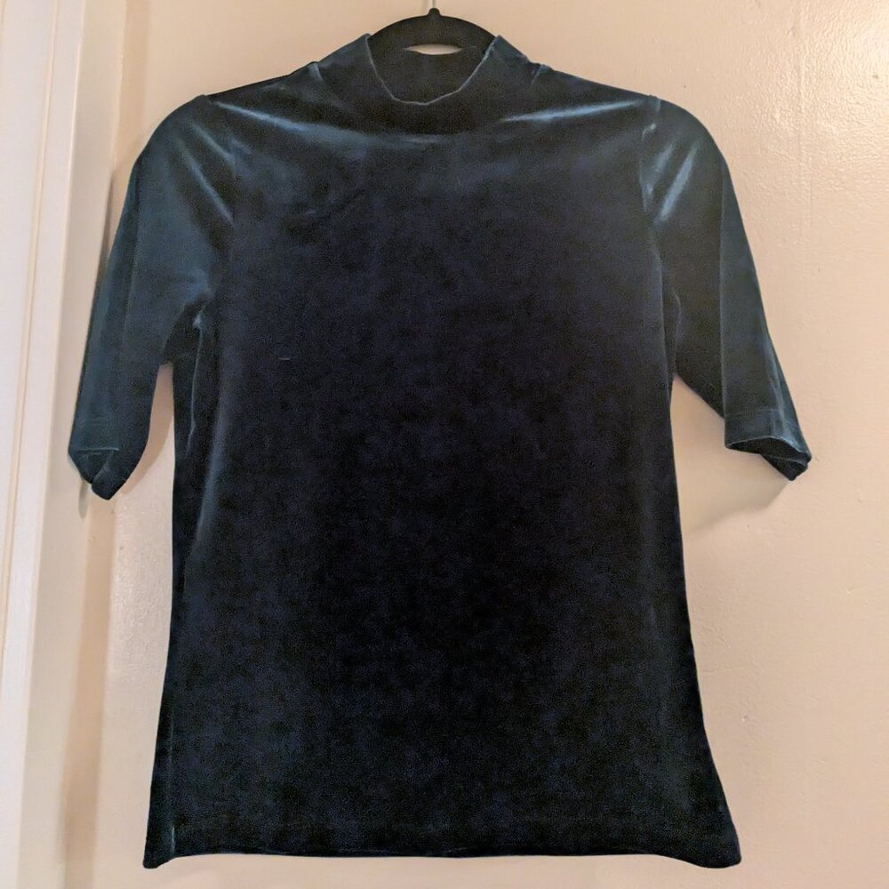 Banana Republic emerald green velvet mock neck top